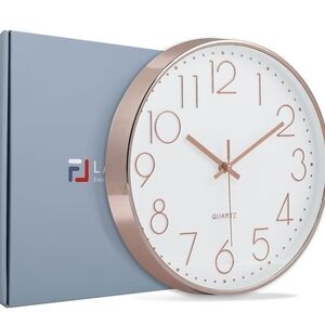 NEW Lafocuse 12 Inch Silent Rose Gold Wall Clocks Battery Operated